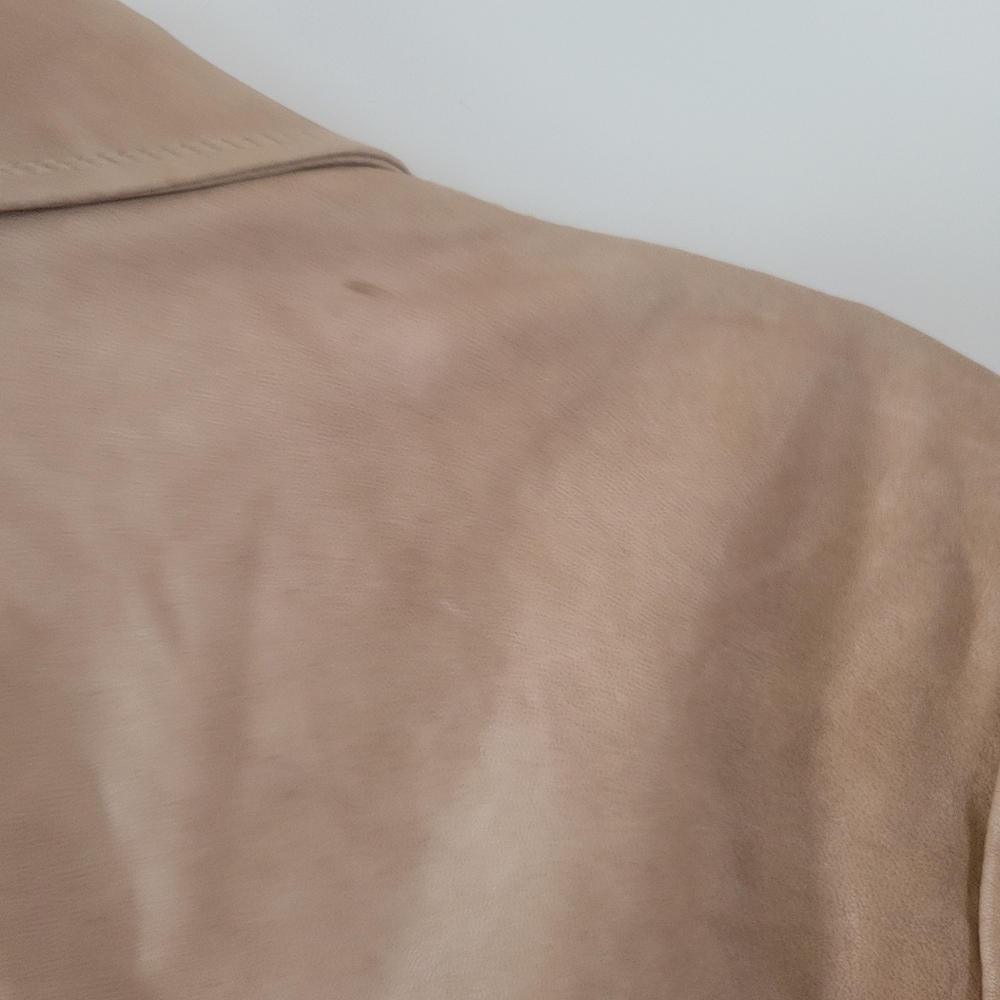 Vintage Escada Leather Jacket Luxury Lamb skin leather Beige Sz 42 - Picture 9 of 10